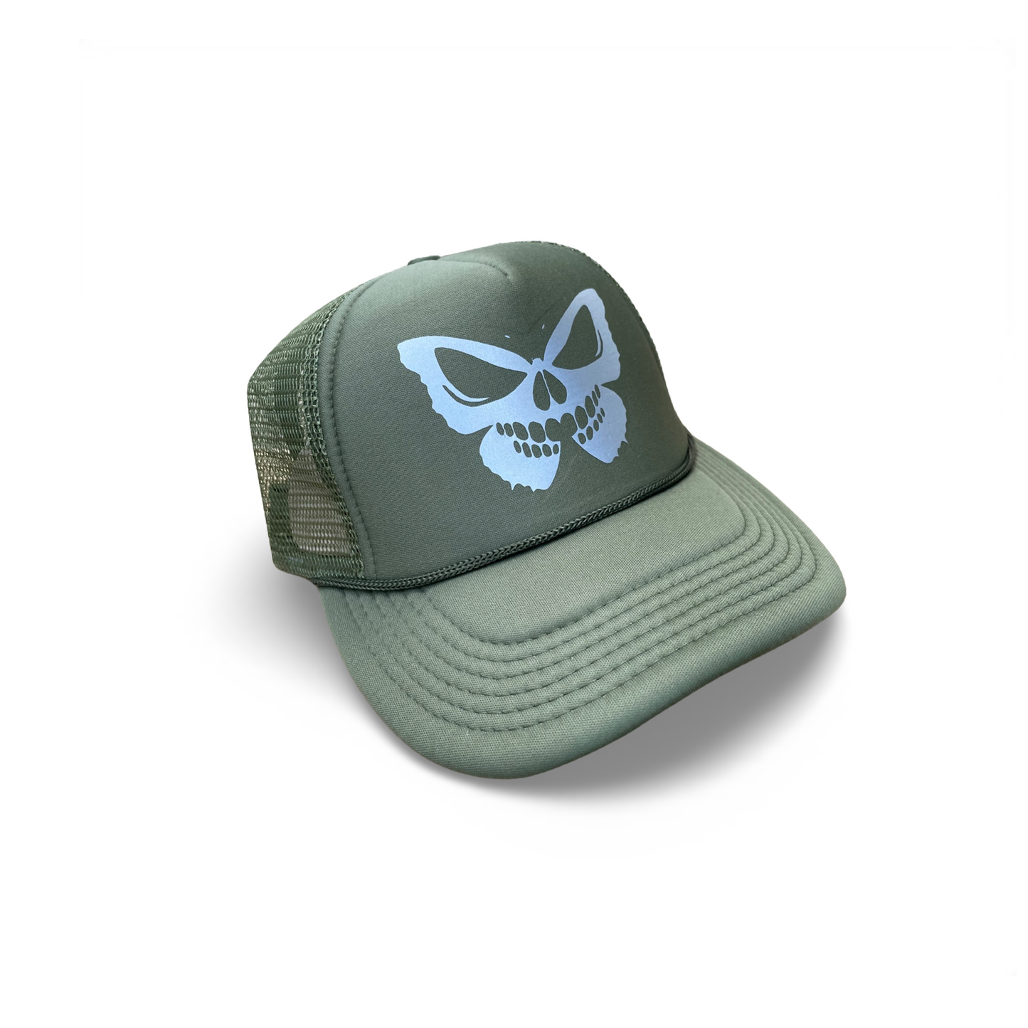 BONIFIED TRUCKER HAT [ OLIVE / SILVER REFLECTIVE LOGO